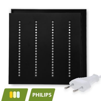 Panneau LED à persiennes noires 60x60 - 30W - interrupteur blanc - UGR <16