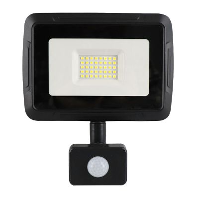 Projecteur avec capteur en aluminium noir, Miro, 30W, 6000K LED, IP65