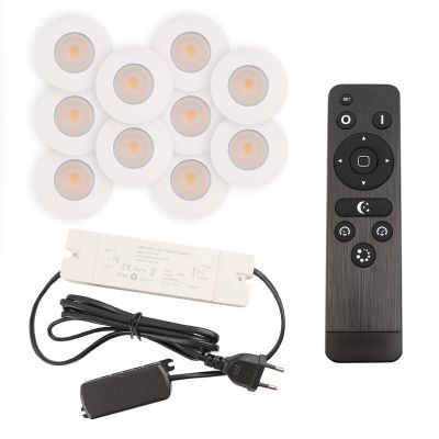 10 spots encastrés veranda blanc Dico, IP65, avec kit de connexion et télécommande