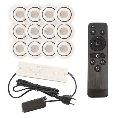 12 spots veranda orientable Rona, IP44, avec kit de connexion et télécommande, blanc