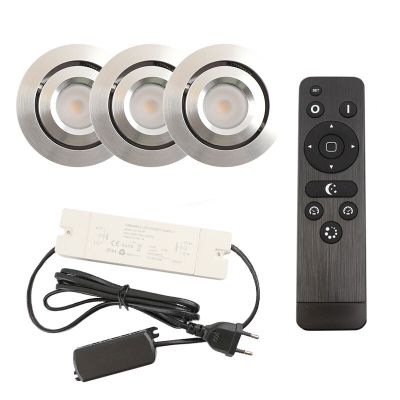 3 spots veranda orientable Rona, IP44, avec kit de connexion et télécommande, chromé