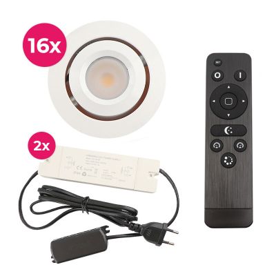 16 spots veranda orientable Rona, IP44, avec kit de connexion et télécommande, blanc