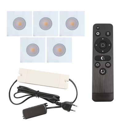 5 spots encastrés veranda carrés blanc Dico, IP65, avec kit de connexion et télécommande