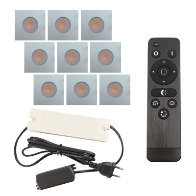 9 spots encastrés veranda carrés chromé Dico, IP65, avec kit de connexion et télécommande
