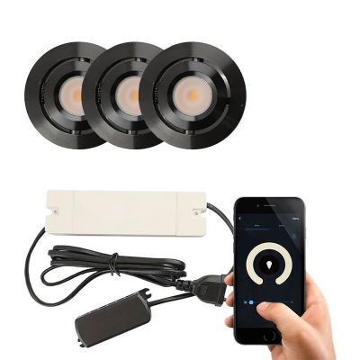 3 spots connectés veranda orientable Rona, IP44, avec kit de connexion, noir