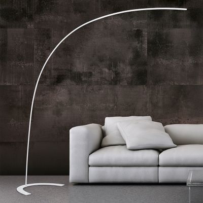 Lampadaire à arc moderne blanc, Libro, 18W, 3000K LED, avec interrupteur