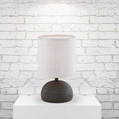 Lampe de table en céramique marronne, Yeraz, avec interrupteur
