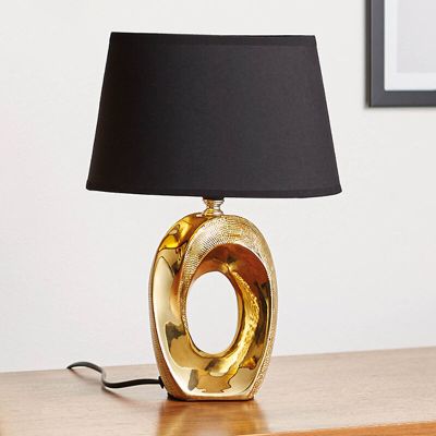 Lampe de table en céramique dorée, Moldrup, avec interrupteur