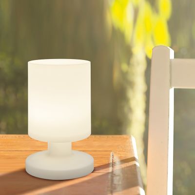 Lampe de table extérieur en plastique blanche, Wiesje, 1,5W, 3000K LED, IP44, avec interrupteur