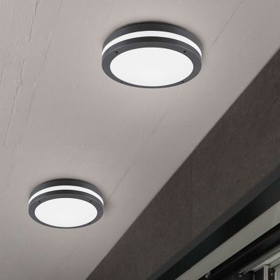 Lampe plafond moderne anthracite, Garly, 12W, 3000K LED, IP54
