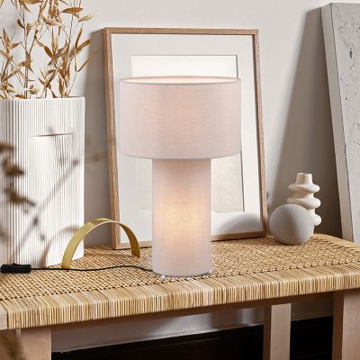 Lampe de table en tissu grise, Denilson, avec interrupteur