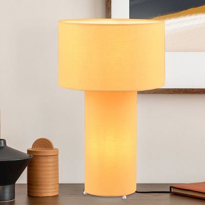 Lampe de table en tissu jaune, Denilson, avec interrupteur