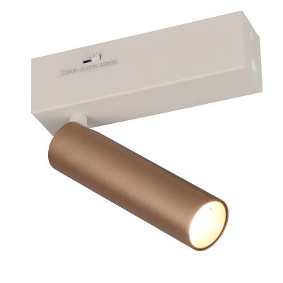 Spot mural moderne marron, Smail, 5,5W, white switch LED, gradable en 3 étapes