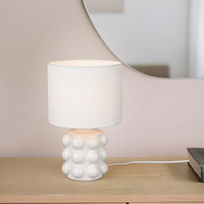 Lampe de table en céramique blanche, Cihad, avec interrupteur