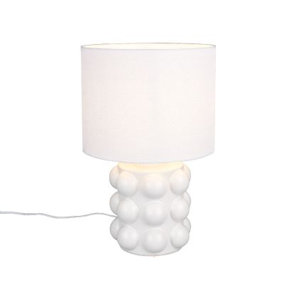 Lampe de table en céramique blanche, Cihad, avec interrupteur