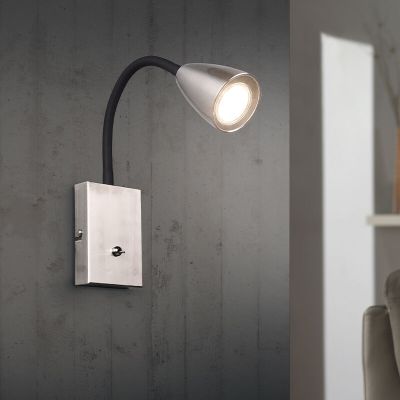 Applique murale moderne nickel, Joanne, avec interrupteur