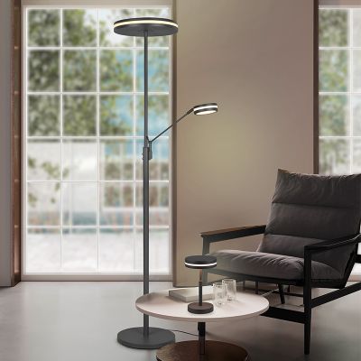 Lampadaire liseuse moderne anthracite, Marjon, 35W, blanc chaud à froid réglable LED, avec variateur tactile