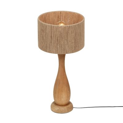 Lampe de table rustique bois, Mucahit, avec interrupteur