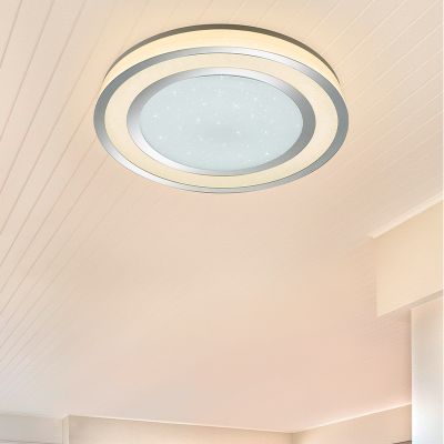 Lampe plafond moderne chromée, Saleem, 45W, blanc chaud à froid réglable LED, avec interrupteur
