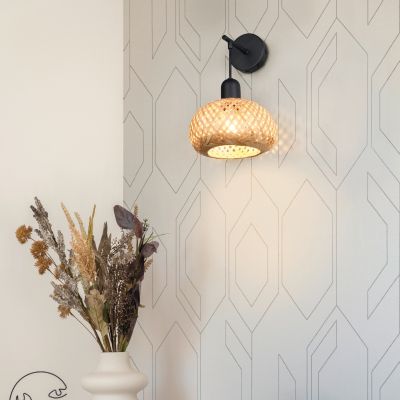 Applique murale en bambou marronne, Mertcan