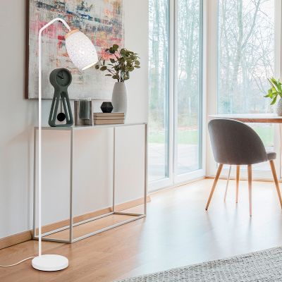 Lampadaire moderne blanc, Delana, avec interrupteur