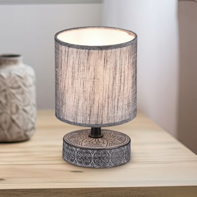Lampe de table en céramique grise, Lola, avec interrupteur