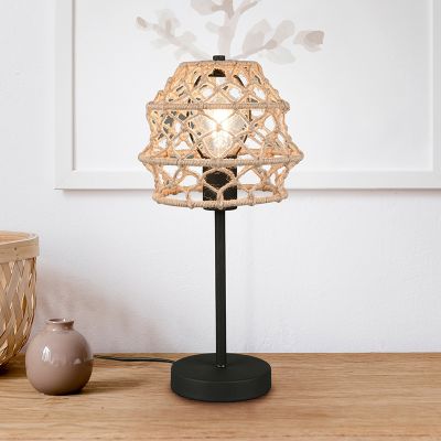 Lampe de table rustique marronne, Liduina, avec interrupteur