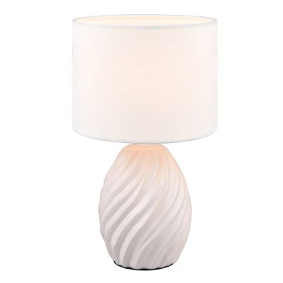 Lampe de table rétro blanche, Roeland, avec interrupteur