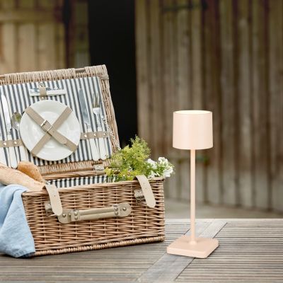 Lampe de table d'extérieur rechargeable moderne marronne, Lakisha, 1,5W, white switch LED, IP54, avec variateur tactile