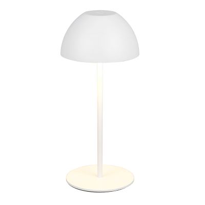Lampe de table rechargeable en plastique blanche, Mikhail, 2W, 3000K LED, IP44, avec variateur tactile