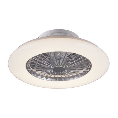 Ventilateur de plafond moderne gris, Damyan, 30W, blanc chaud à froid réglable LED, avec télécommande