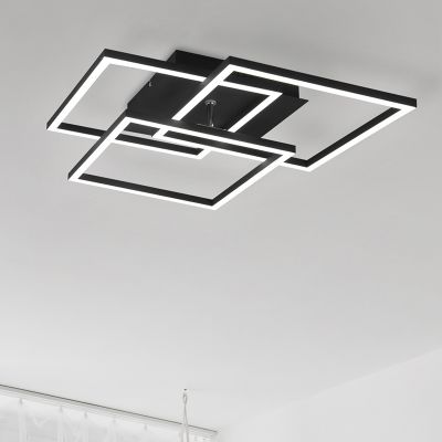 Lampe plafond moderne noire, Bibiana, 28W, blanc chaud à froid réglable LED, avec télécommande