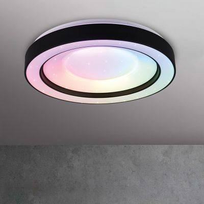 Lampe plafond moderne noire, Navin, 22W, RGBW LED, avec télécommande