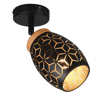 Spot mural moderne noir, Delana, avec interrupteur