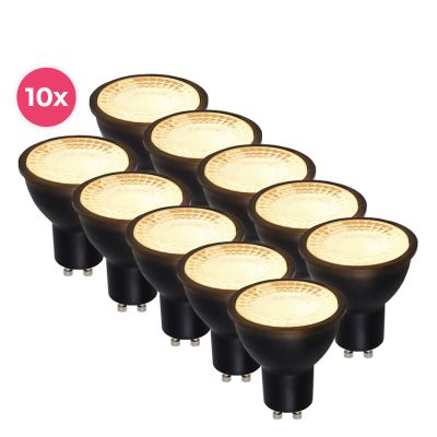 10-pack regulable Noir LED GU10 place Antonie, 5 Watt 2700K (Blanc Chaud)
