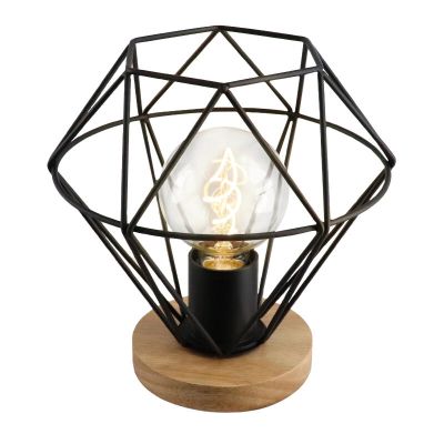 Lampe de table noire industrielle, Jochem, avec interrupteur