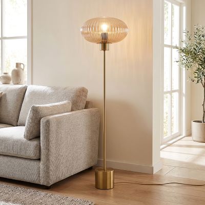 Lampadaire ambre design, Charlois, avec interrupteur