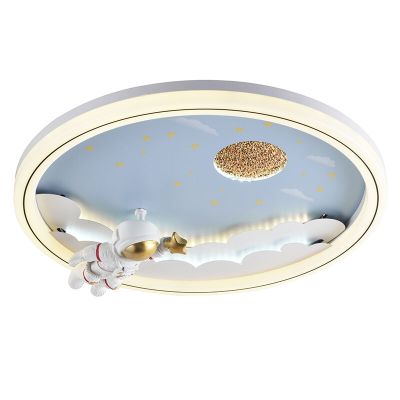 Plafonnier pour enfants bleu en métal, Astronaut, 42W, 3000K LED, gradable en 3 étapes
