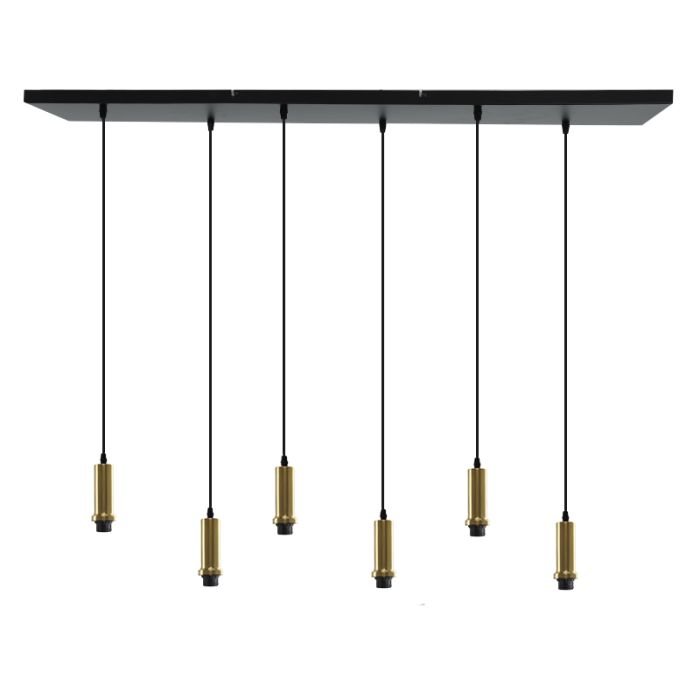 Suspension sans abat-jour dorée en aluminium, Rika