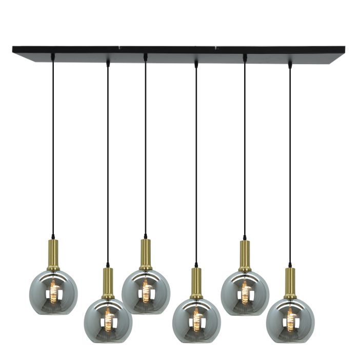 Suspension sans abat-jour dorée en aluminium, Rika