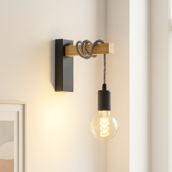 Applique murale noire en bois, Rena