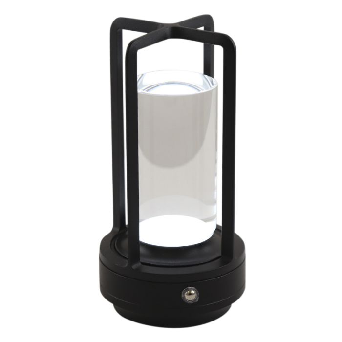 Lampe de table rechargeable noire moderne, Elian, 3W, blanc chaud à froid réglable LED, avec interrupteur
