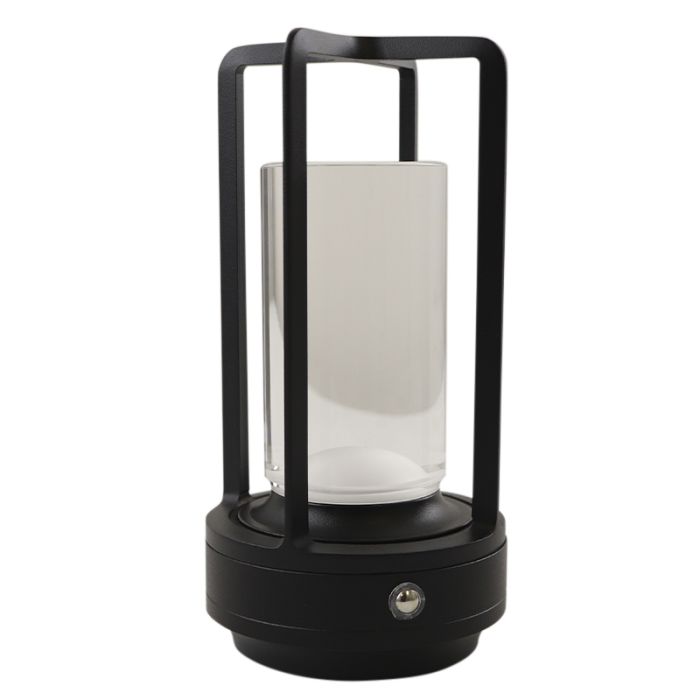 Lampe de table rechargeable noire moderne, Elian, 3W, blanc chaud à froid réglable LED, avec interrupteur