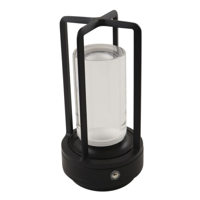 Lampe de table rechargeable noire moderne, Elian, 3W, blanc chaud à froid réglable LED, avec interrupteur
