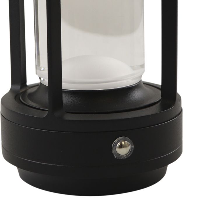 Lampe de table rechargeable noire moderne, Elian, 3W, blanc chaud à froid réglable LED, avec interrupteur