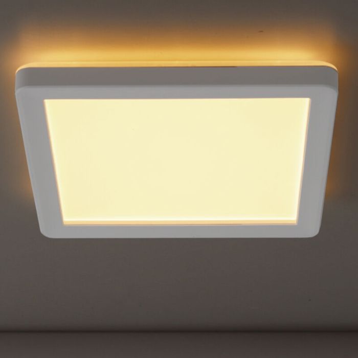 Plafonnier salle de bain blanc en plastique, Shivani, 15W, 3000K LED, IP44