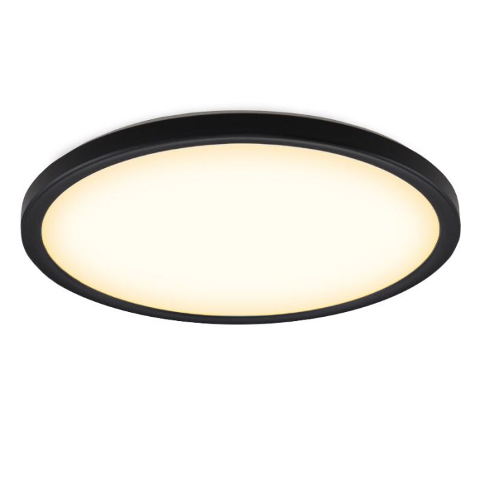 Lampe plafond noire en plastique, Shona, 22W, 3000K LED, gradable en 3 étapes
