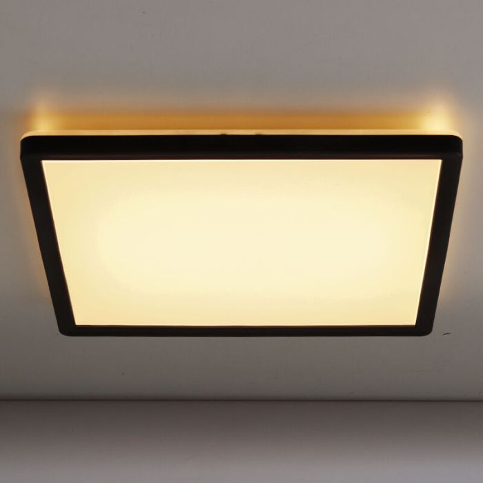 Lampe plafond noire en plastique, Shona, 18W, 3000K LED, gradable en 3 étapes