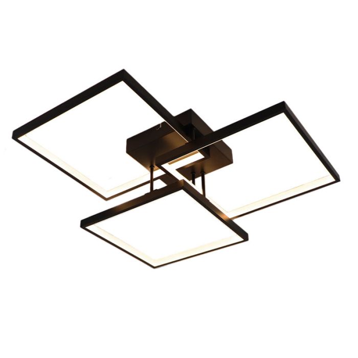 Lampe plafond noire moderne, Giorgio, 38W, 2700K LED, gradable en 3 étapes