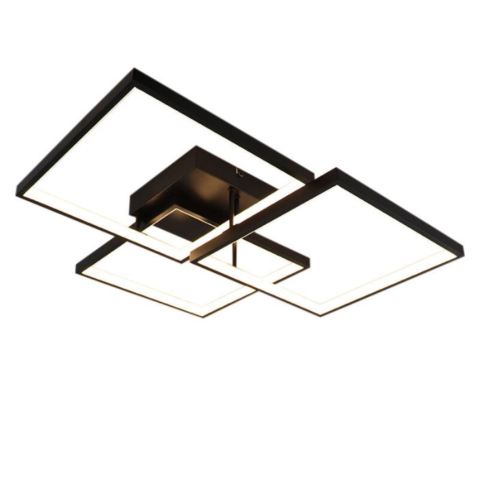 Lampe plafond noire moderne, Giorgio, 38W, 2700K LED, gradable en 3 étapes